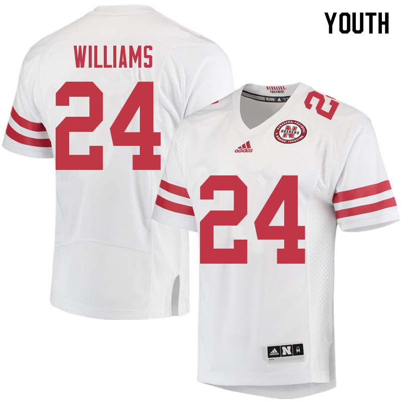Youth #24 Aaron Williams Nebraska Cornhuskers College Football Jerseys Sale-White - Click Image to Close